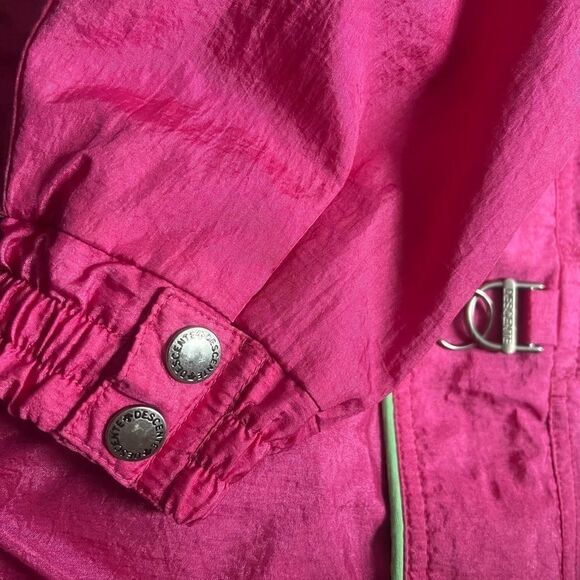 Descente Vintage 90s Neon Pink & Green Ski Lightweight Pull Over Jacket Large - Picture 2 of 13